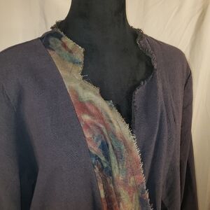 Elegant Peacock Way Women's Cotton Cardigan with Artistic Detail - XL